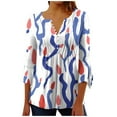 thumbnail image 2 of Fesfesfes Women Plus Size Tops Women Fashion Printed Casual V-Neck 3/4 Sleeve T-Shirt Blouse Tops Layering Shirts for Women 10(XL), 2 of 6