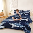 thumbnail image 3 of Feelyou Ink Shark Bedding Comforter Set for Kids Boys Girls, Vintage Sea Animal Queen Bedding Sets, bLUE, Blue Reversible, 7 Pieces, 3 of 7