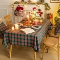 thumbnail image 3 of Red Tartan Plaid Snowflake Christmas Tablecloth, Winter Holiday Tablecloths for Rectangle Tables Parties Dining Farmhouse Kitchen Decor, 3 of 6