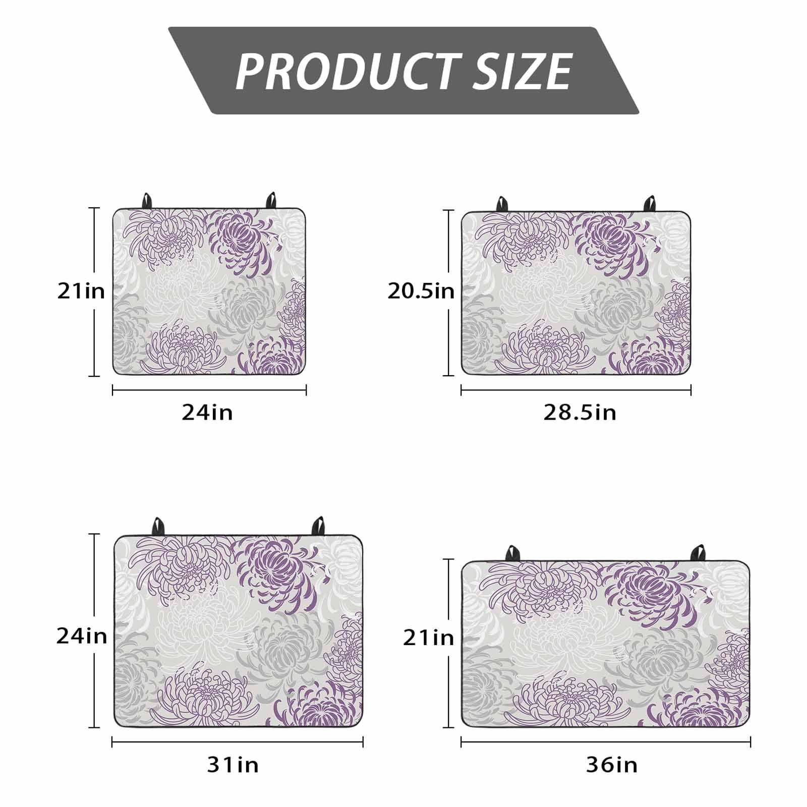 Purple White Stove Top Cover for Electric Stove, Heat-proof & Non Slip Glass Top Stove Cover Protector, Abstract Grey Chrysanthemum Flower Floral Kitchen Flat Cooktop Rubber Mat 28.5x20.5 Inches