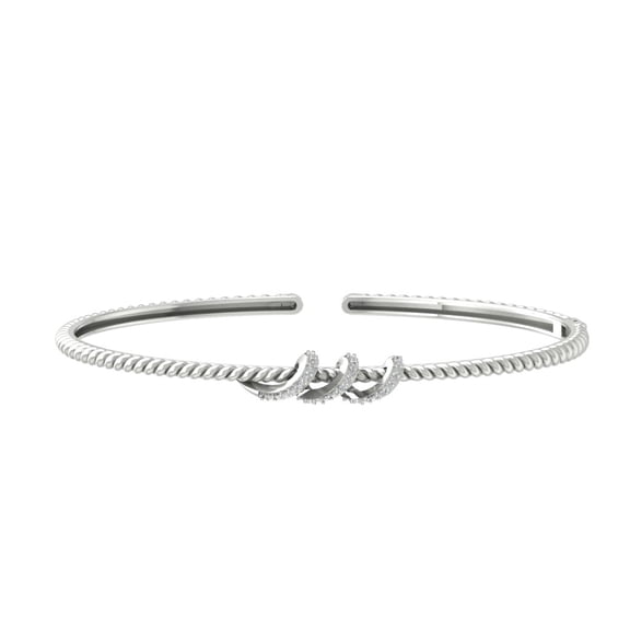 ARAIYA 10K White Gold Lab Grown Diamond Bangle Bracelet (1/8 cttw, VS Clarity, D-E Color) 7"