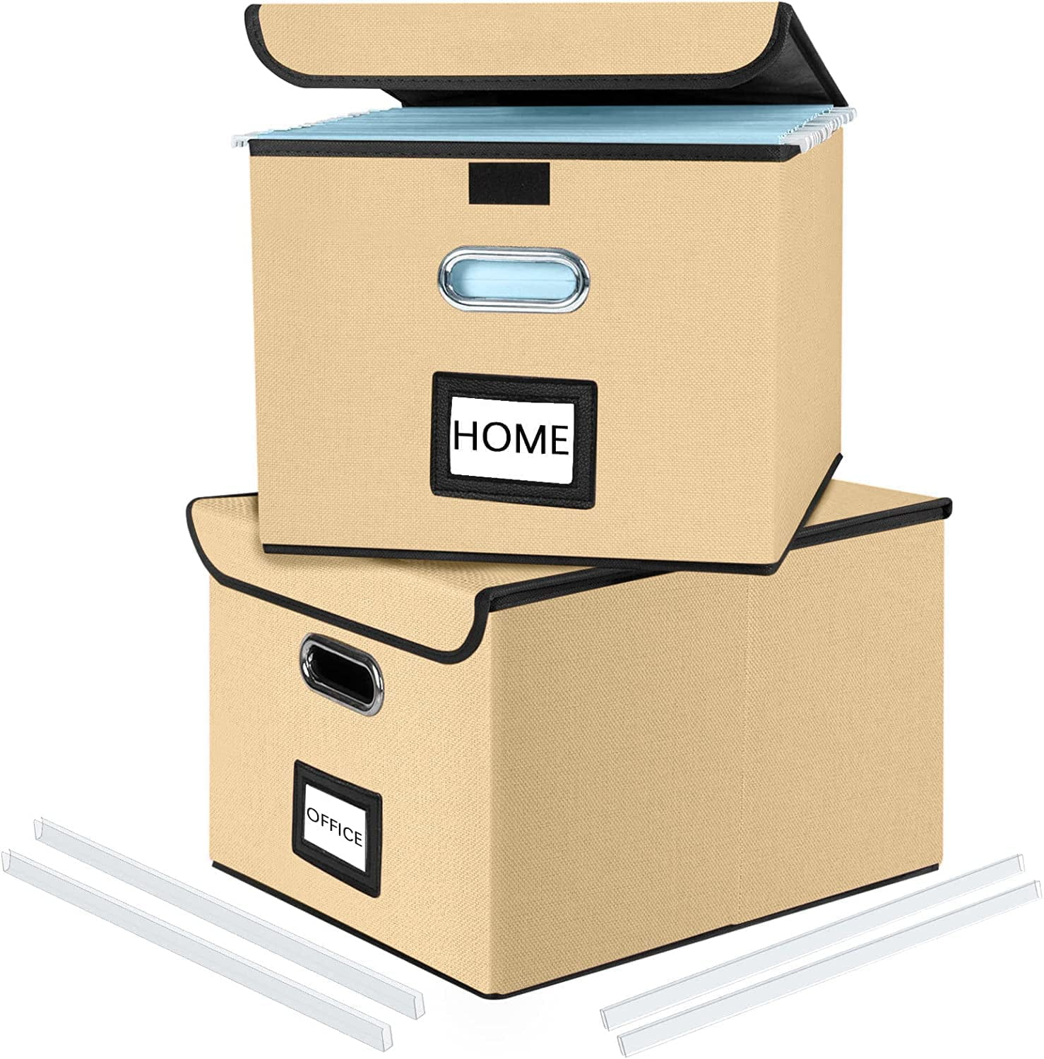 New Collapsible File Storage Organizer Box, Decorative Linen Office Document Storage Bins