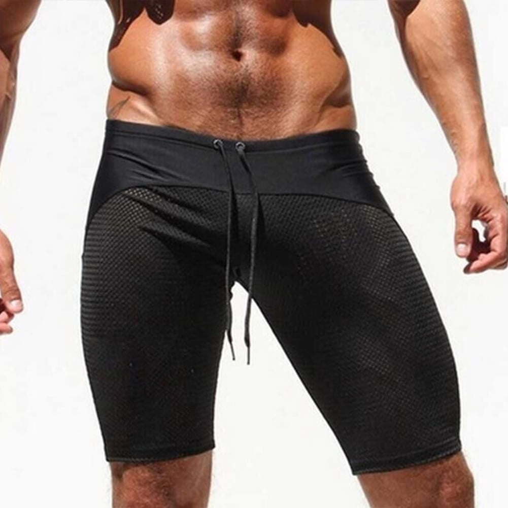 Men Casual Shorts Breathable Elastic Rope Waist Mesh Beach Pants Color ...