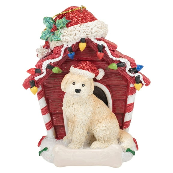 Kurt Adler 3.75-Inch Personalized Goldendoodle with Dog House Christmas Ornament