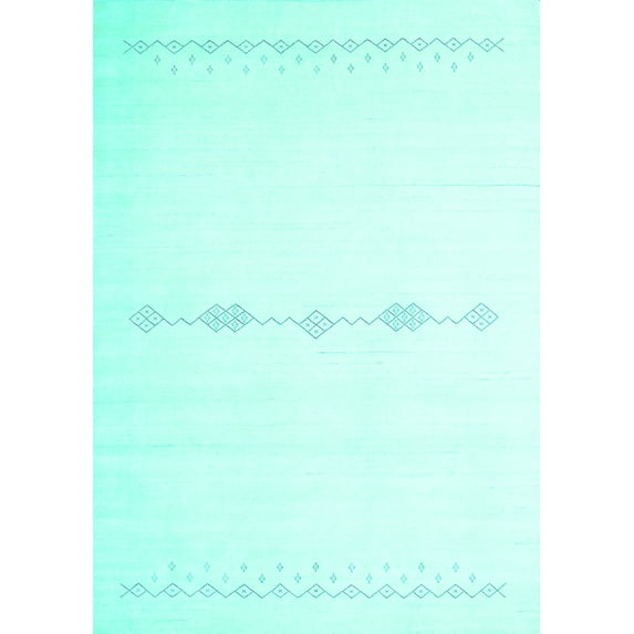 Ahgly Company Indoor Rectangle Solid Turquoise Blue Modern Area Rugs, 7' x 9'
