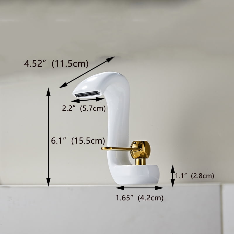 SOKNARKU Bathroom Sink Basin Waterfall Faucet Brass Deck Mount Single Hole Single Handle Cold And Hot Mixed Modern Creative Design Tap Including Two US Standard 3/8 Hoses Black Gold