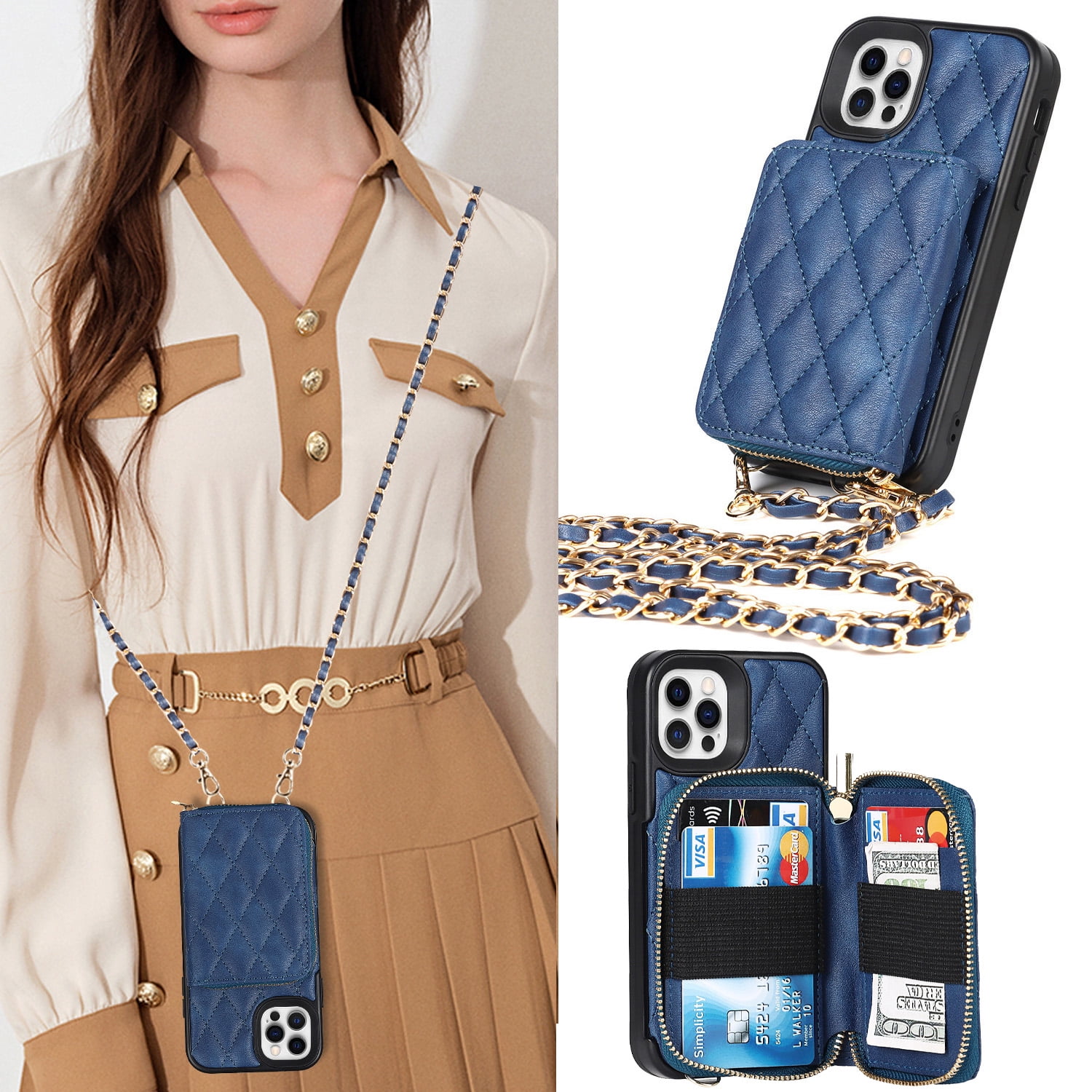 TECH CIRCLE Wallet Case for iPhone 12 Pro Max Crossbody Strap