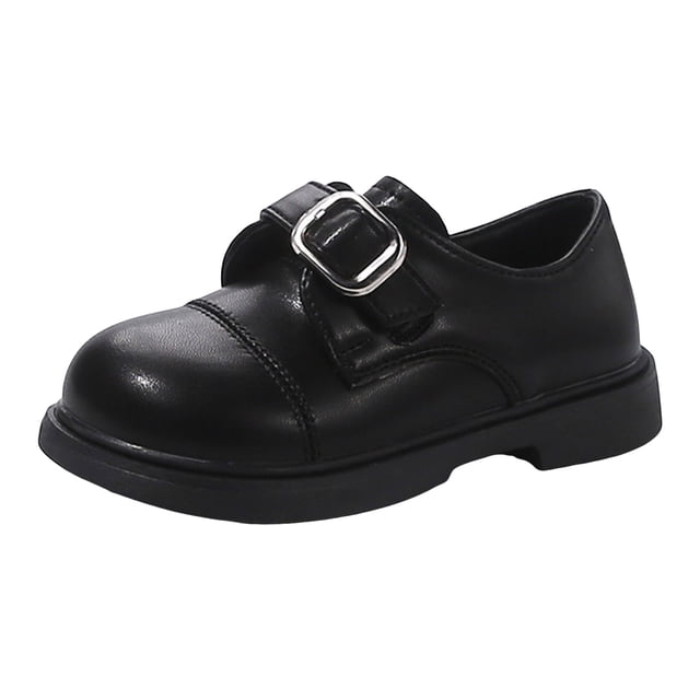 dmqupv Sandales de Plage Filles Cuir Britannique Rétro Bout Rond Chaussures Simples Chaussures pour Enfants Noir, Taille US 1.5