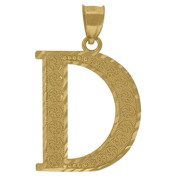 Saris and Things 10kt Yellow Gold Unisex Diamondcut Initial Letter D