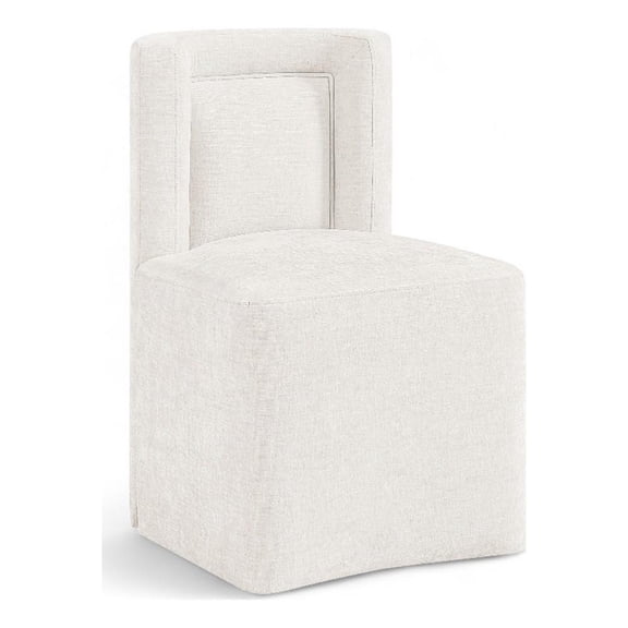 Meridian Furniture Duvina Cream Chenille Fabric Dining Chair