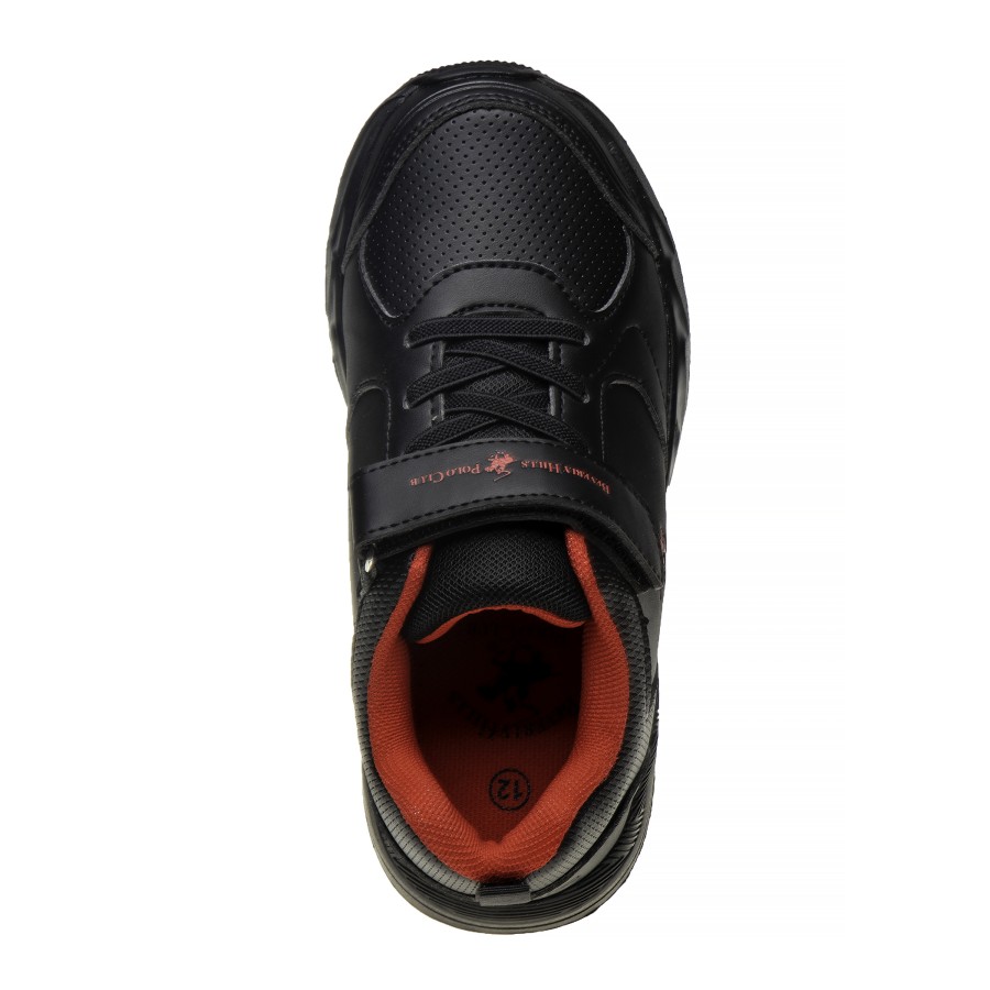 Beverly Hills Lace-up vamp with hook-and-loop closure kids sneakers - Black/Red, Size: 3
