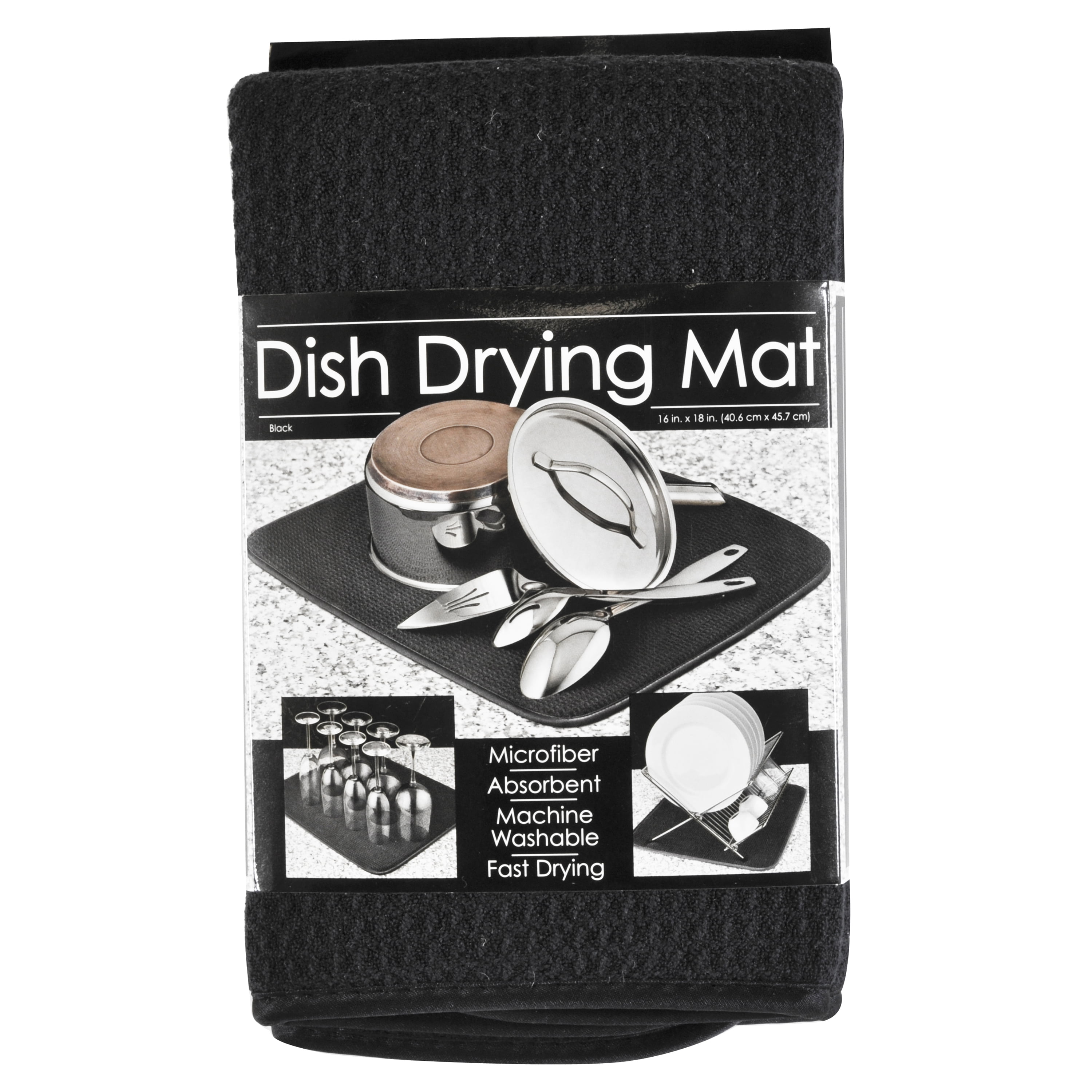 Black Ticking Dish Drying Mat, Farmhouse Drying Mat, Black White