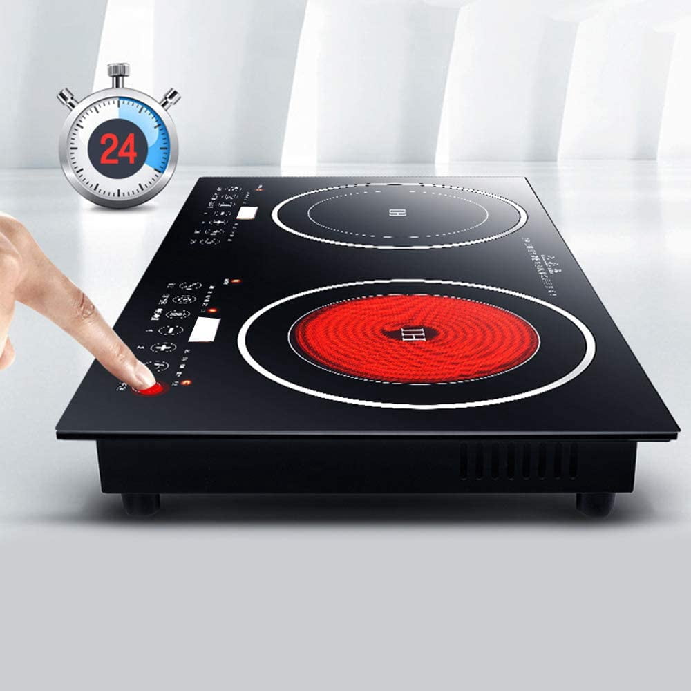 FETCOI, Portable Double Induction Cooktop Portable Electric Cooker Cooktop Countertop Digital Electric Countertop