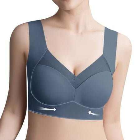 

iOPQO bras for women Women Ice Silk Gathered Seamless Lightweight Comfortable Breathable Bra Shapers Sky Blue 3XL