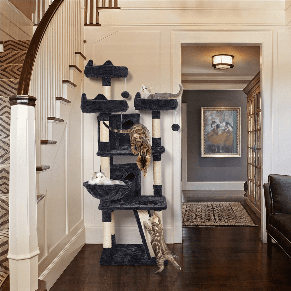 Renwick 68.5in Multi-Level Cat Tree Caves Condos, Black