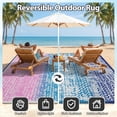 thumbnail image 3 of VUNATE Outdoor Rug 8'x10' Patio Rug Waterproof Woven Plastic Outdoor Mat for Picnic RV Porch Camping Reversible Outside Rug Blue and Pink, 3 of 6