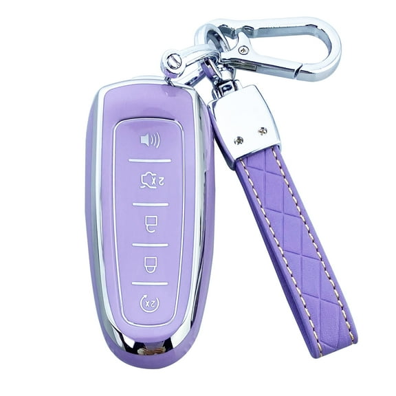 Yuebutor Key Fob Cover Case Compatible with Ford Edge Focus Escape Expedition Explorer Flex C-Max Taurus Lincoln MKS MKT MKX Navigator Accessories
