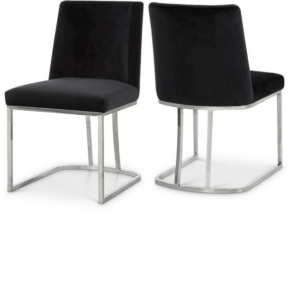 Meridian Furniture Heidi Black Velvet Dining Chair (Set of 2)