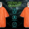 thumbnail image 2 of Lot de 4 Ponchos de Pluie Réutilisables d'Urgence, 90 % Rétention de Chaleur Corporelle / Équipement Résistant aux Intempéries pour Adultes / Idéal pour Camping, Randonnée & Kits de Survie (Orange), 2 of 5