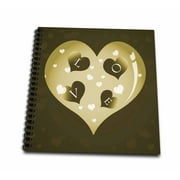 3dRose Large Tan Heart With Smaller Hearts That Spell Love - Mini Notepad, 4 by 4-inch