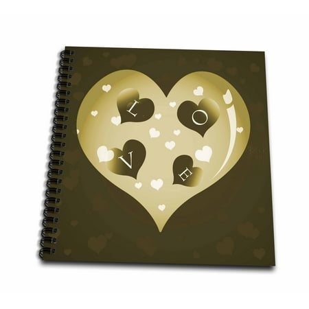 3dRose Large Tan Heart With Smaller Hearts That Spell Love - Mini Notepad, 4 by 4-inch