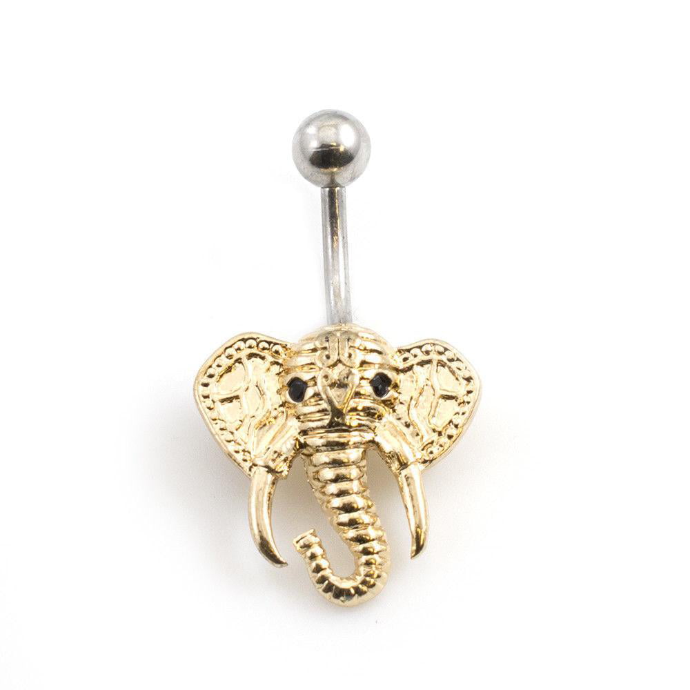 Elephant Head Belly Button Ring 14G Surgical Steel 