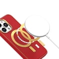 thumbnail image 5 of For Apple iPhone 15 Pro Max (6.7") Ultimate PU Leather Hybrid MagSafe Compatible Bumper Gold Frame Protection Cover ,Xpm Phone Case [ Red ], 5 of 6