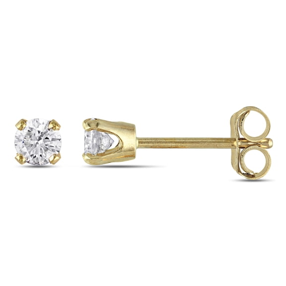 Everly Women's 1/4ct TW Diamond Solitaire Stud Earrings 10k Yellow Gold