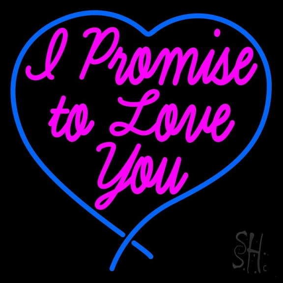 I Promise To Love You LED Neon Sign 16 x 16 - inches, Black Square Cut Acrylic Backing, with Dimmer - Bright and Premium built indoor LED Neon Sign for Defence Force.