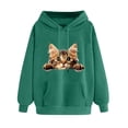 thumbnail image 1 of Chandail à Capuche Graphique Chat Mignon pour Femmes, Confort Décontracté, Robe à Capuche Athlétique avec Fermeture Éclair, Chandails en Molleton et Tuniques Longues pour Dormir, 1 of 4