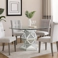 thumbnail image 5 of Benjara Round Dining Table with Faux Crystals Inlay and Pedestal Base- Silver, 5 of 6