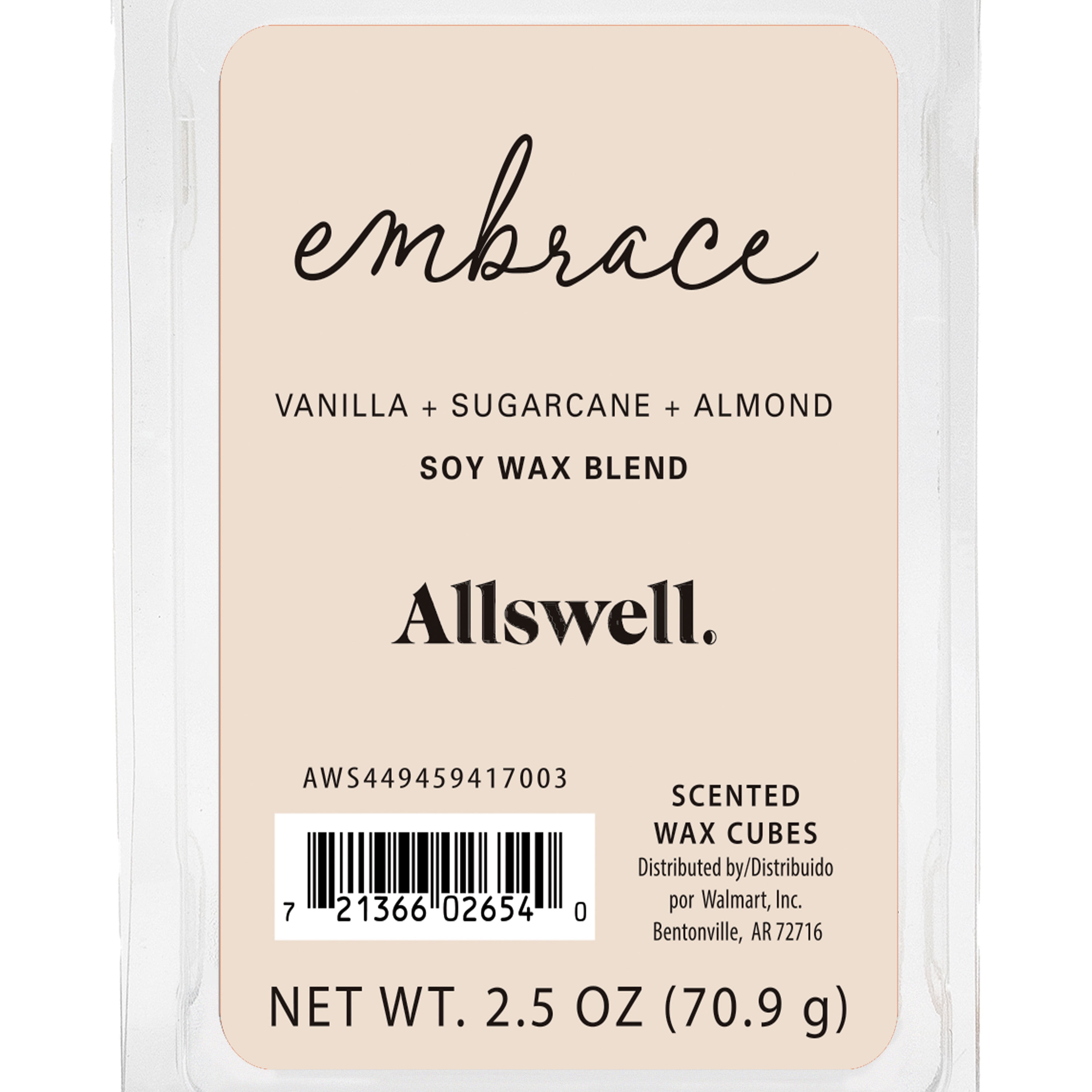 (3 pack) Allswell 6 Cube Wax Melts, Embrace (Vanilla + Sugarcane + Almond), 2.5 oz