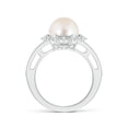 thumbnail image 2 of ANGARA Freshwater Cultured Pearl and Diamond Ring with Floral Halo in 925 Sterling Silver for Women | June Birthstone, Birthday, Anniversary, Jewelry Gift for Women | Pearl Ring, 2 of 10