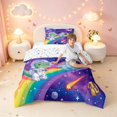 thumbnail image 4 of Manfei Space Astronaut Dino Animals Twin Comforter Sets,Neon Stars Rainbow Bedding Set,Blue Pink,Colorful Stars Reversible,2 Pieces,1 Comforter and 1 Pillowcase, 4 of 7