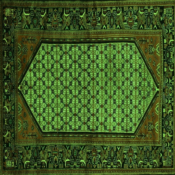 Ahgly Company Indoor Square Persian Green Traditional Area Rugs, 4' Square