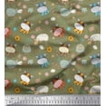 thumbnail image 1 of Soimoi Japan Crepe Satin Fabric Floral,Sheep & Hippopotamus Kids Print Fabric by The Yard 42 Inch Wide, 1 of 1