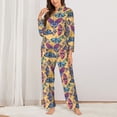 thumbnail image 2 of Balery Butterfly 3 Conjunto de Pijama con Estampado para Mujer, Conjunto de Dos Piezas con Manga Larga, Ropa de Dormir Suave con Bolsillos, Pijamas Cómodos-Large, 2 of 7