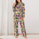 thumbnail image 2 of Fotbe Butterfly 3 Conjunto de Pijama de Manga Larga para Mujer con Estampado, Ropa de Dormir de 2 Piezas, Conjunto de Casa Suave y Cómodo con Bolsillos-Small, 2 of 7
