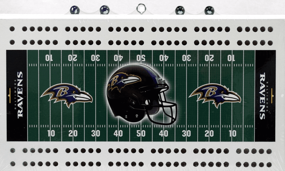 Baltimore Football Classic 2 Track Wooden Field Shaped Cribbage Board