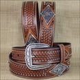 thumbnail image 2 of Ariat Western Belt Mens Diamond Concho Studs Tan A1013608, 2 of 5