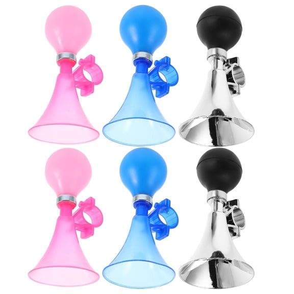 KALLORY 6pcs Kids Bicycle Horn Round Plastic Blue for and Tricycles Accessories