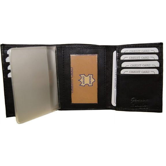 Improving Lifestyles Leather Mens Wallet Trifold Black FREE Organza Gift Bag SUN1105BK