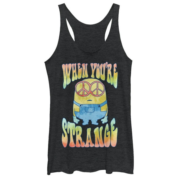 Women's Despicable Me Minion Tie-Dye Strange  Racerback Tank Top Black Heather Large