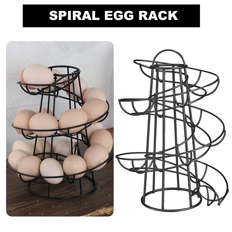 Yucurem Spiral Egg Skelter Dispenser Rack Metal Storage Display Rack (Black), Adult Unisex, Size: 1 Pack