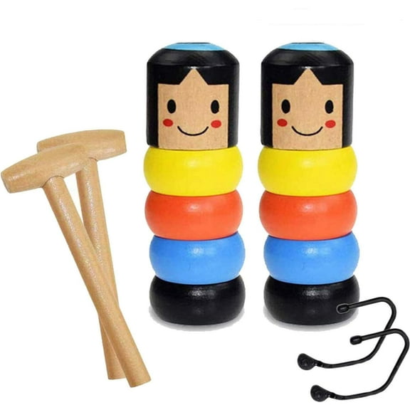 Wooden Man Magic Toy, Immortal Daruma Unbreakable Wooden Man Magic Toy Stage Magic Props Durable Funny Wooden Puzzle Doll Magic Toy for Children Adults Christmas Magian Gift