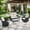 5PCS - Glider Loveseat Set, variant on POCASSY Outdoor Swivel Glider Chairs - Outdoor Swivel Rocking Chairs Set of 2 with Rattan Side Table, All Weather Black Wicker Outdoor Bistro Set 3 Piece Patio Furniture Set for Porch Pool, Beige