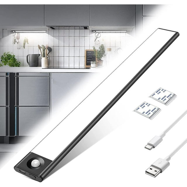 Luces LED para gabinete con sensor, luz LED para gabinete con sensor de movimiento, luz debajo del gabinete