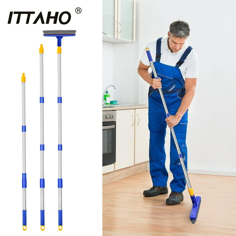 12 inch Wide Floor Scrub Brush with Long Handle & Small Grout Brush Set –  ITTAHO