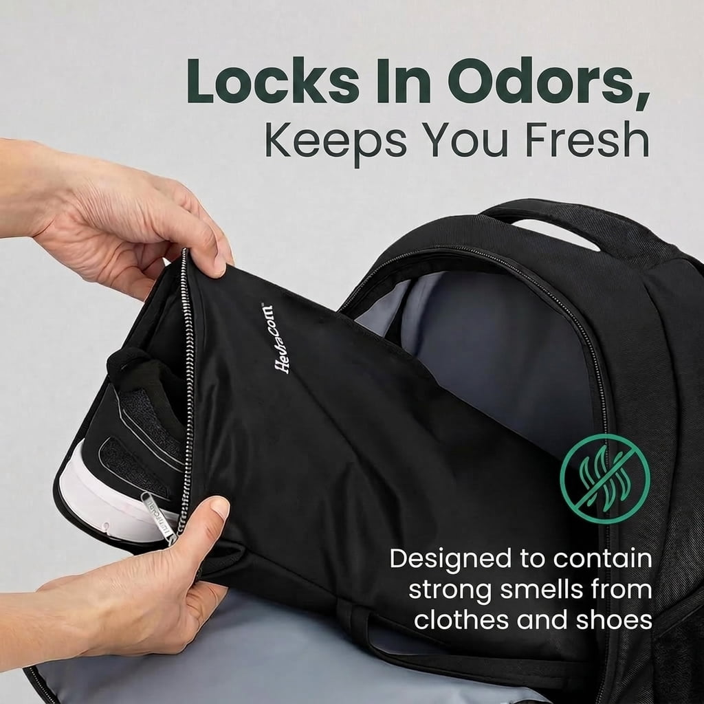 HevraCom Waterproof Wet Bag for Gym Clothes, Swimsuits and Shoes, Odor-Resistant Travel Laundry Bag, Black, 14 x 17.5 in