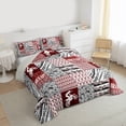 thumbnail image 4 of Homewish Cartoon Motorcycle Lover Queen Comforter Set, Grey Red Buffalo Patchwork Bedding Sets, Teens Kids Boys Girls Reversible Bedding Comforter Set, Ultra Soft Bedroom Decor, 3 Pieces, 4 of 9